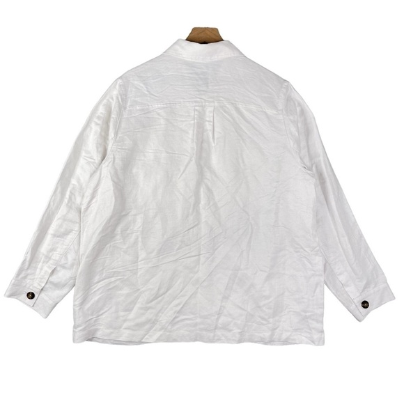 J Jill Jacket Womens XL Utility Field Camp Chore Linen Rayon Button Front Pocket - Picture 5 of 10